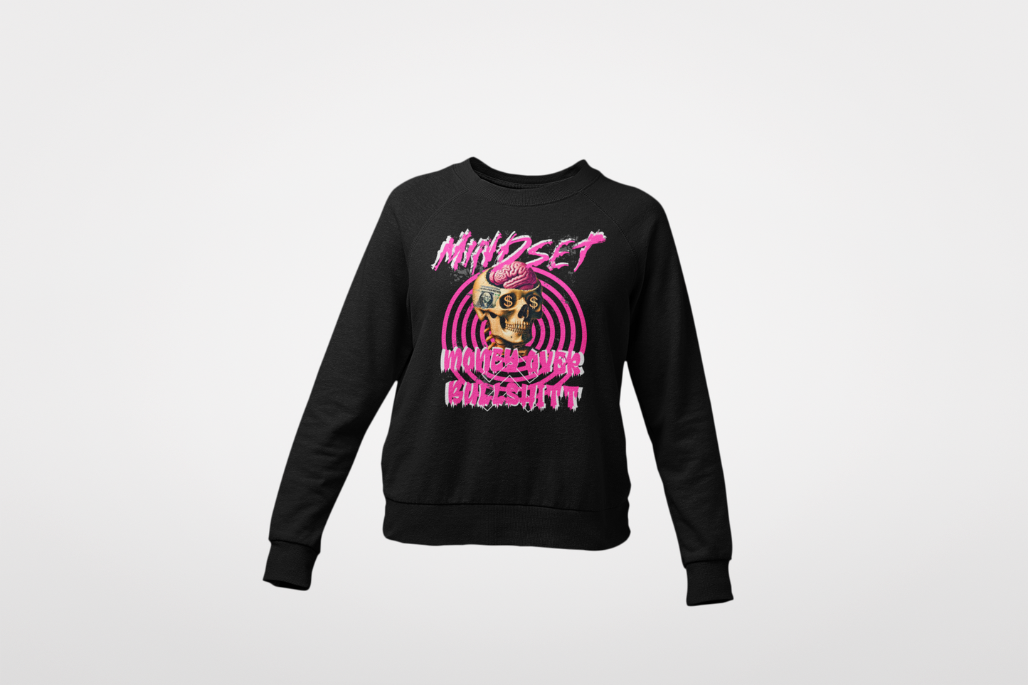Mindset Money Over BS Crewneck Cotton Sweatshirt