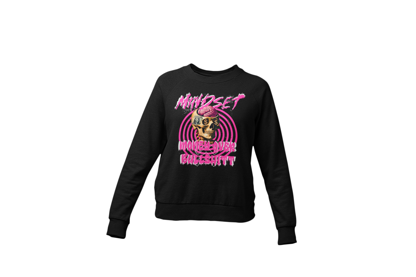 Mindset Money Over BS Crewneck Cotton Sweatshirt